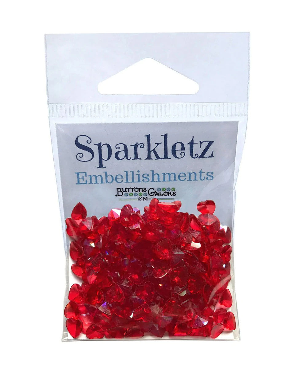 Buttons Galore Sparkletz Embellishments Red Hearts